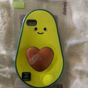 Claire's Avocado rubber Phone Case 6,7,8 with Heart - Green and Brown